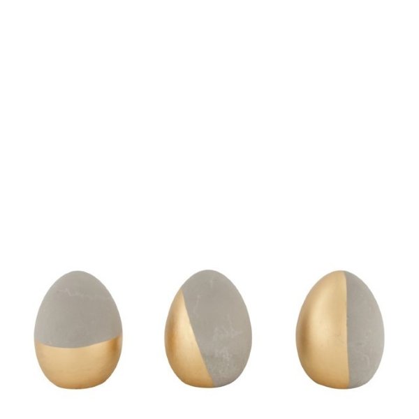 Decoratieve eieren goud / cement | set van 3 | 12cm
